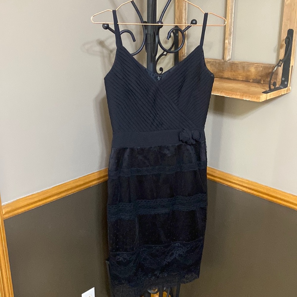 Escada black lace polka dot spaghetti strap dress size 4